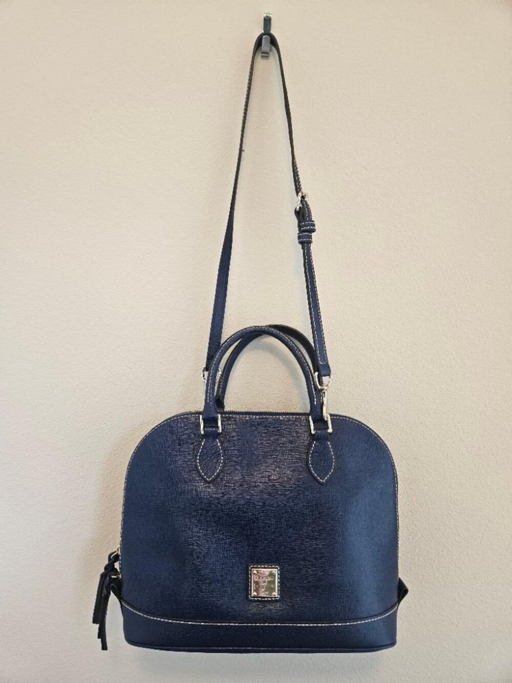 Dooney & Bourke 1975 Navy Pebble Leather Crossbody Satchel Bag